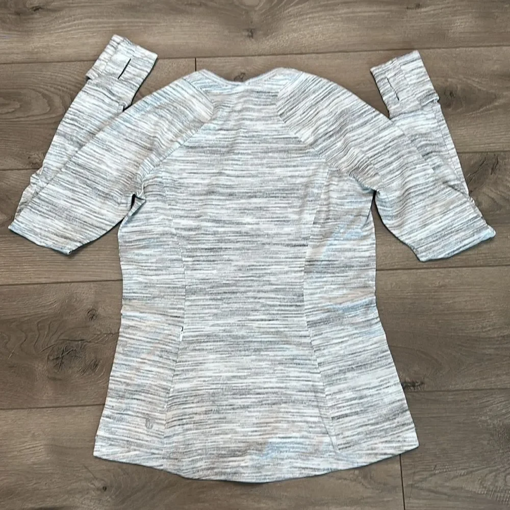 Lululemon‎ Runderful Long Sleeve Space Dye Camo White Silver Spoon Top Size 10